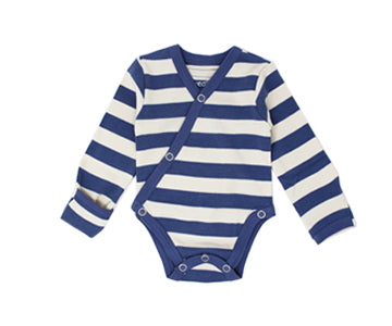 Slate Beige Stripe Organic Kimono Bodysuit