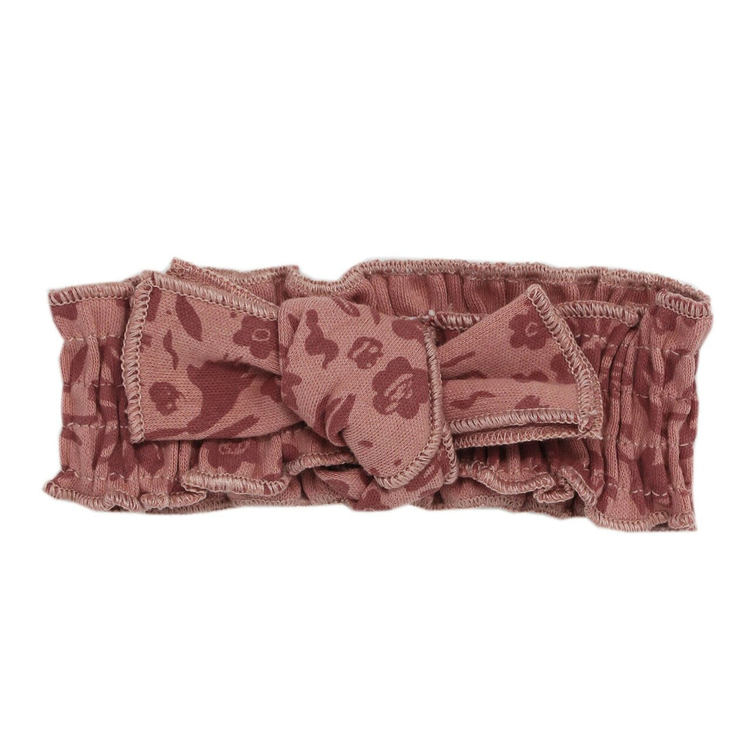 Printed Smocked Headband in What In Carnation? (Mauve), Flat