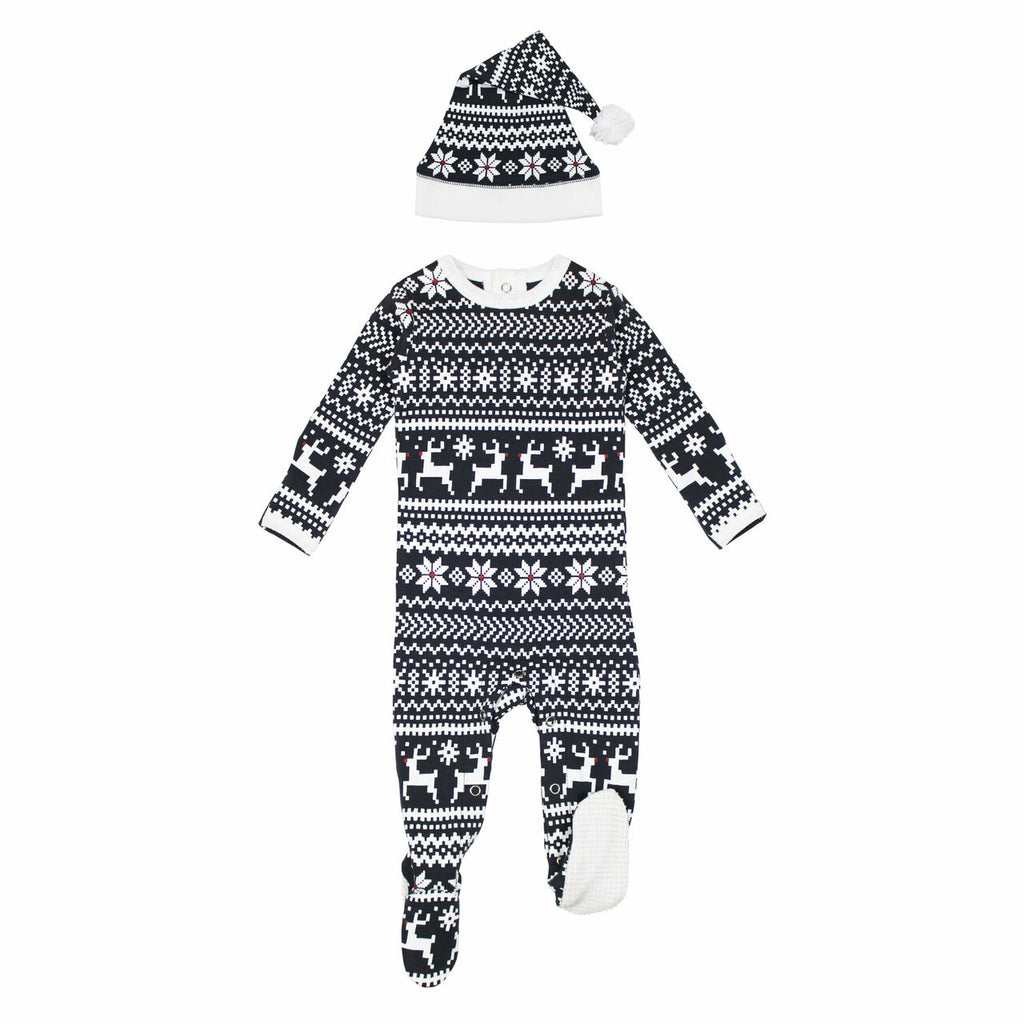 Organic Holiday Footie & Cap Set Rudolph