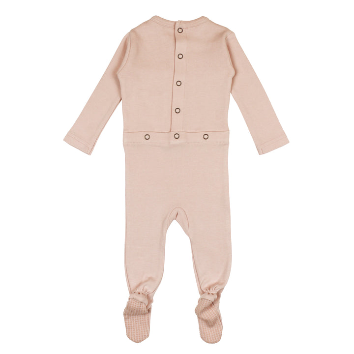 Organic V-Neck Footie in Rosewater