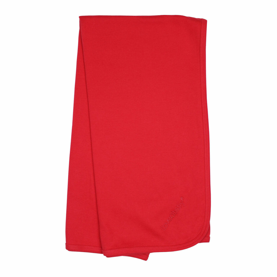Organic Swaddling Blanket in Chili Pepper, a bright red color.
