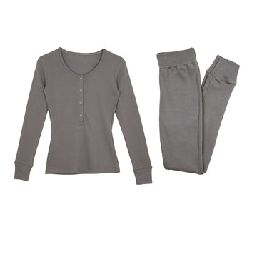 Women's Organic Lounge Set in Gray.