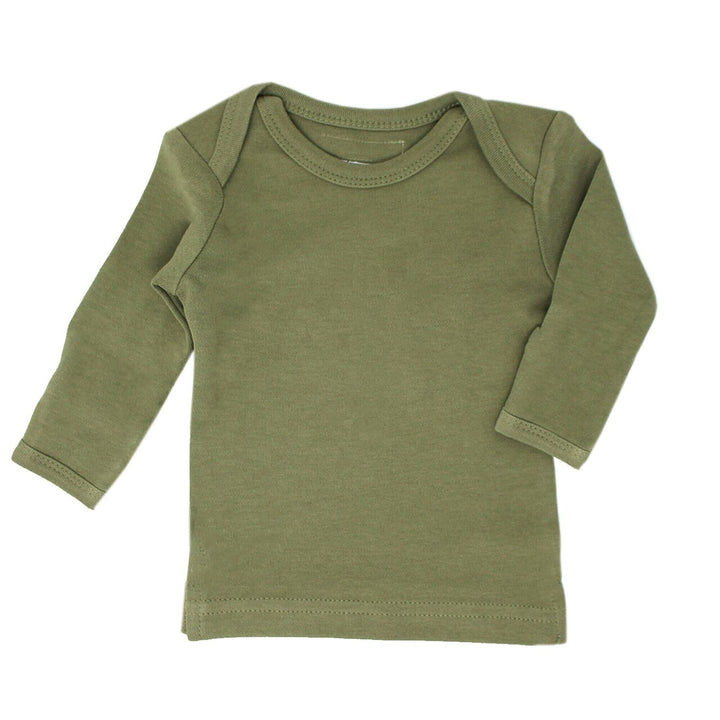 Organic L/Sleeve Shirt in Sage, a medium green color.
