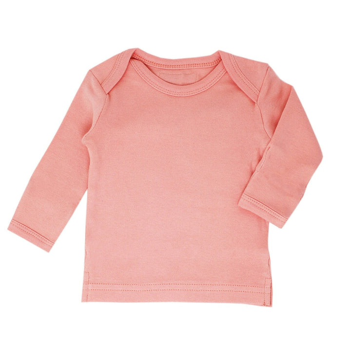 Organic L/Sleeve Shirt in Coral, a salmon pink color.